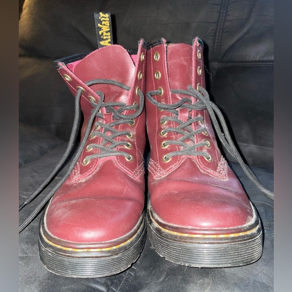 Maroon Doc Martin Platform Combat Boots Size 7 LADIES Size 6 MENS UNISEX - Picture 14 of 16